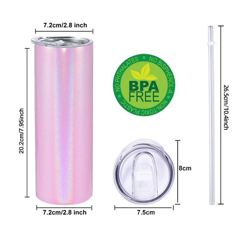 20oz Rainbow Sparkly Straight Sublimation Tumblers