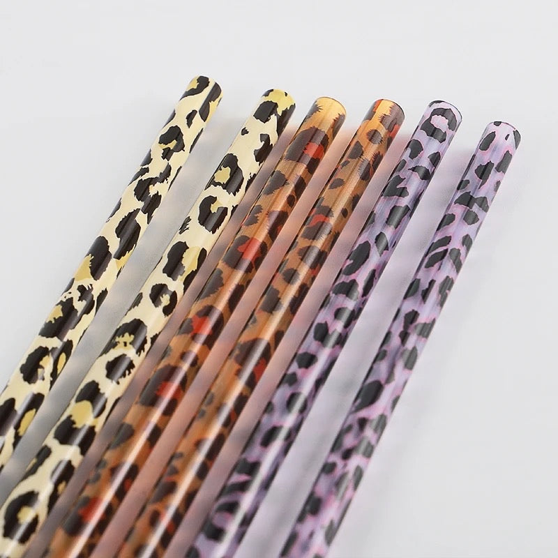 Set of 5 Plastic Reusable Printed Straws LAWSON SUPPLY