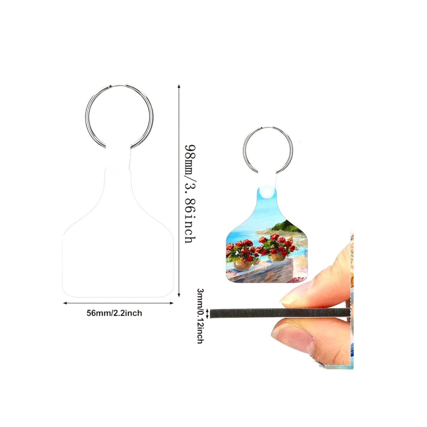 FREE GIFTDouble Sided MDF Sublimation Cow Tag Keychain