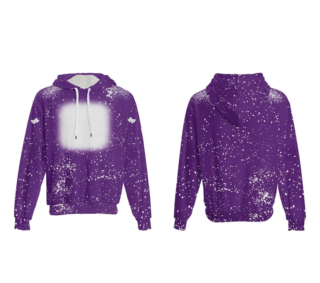 Sublimation Hoodies FAUX BLEACH Fleece Lined Soft 100% Polyester