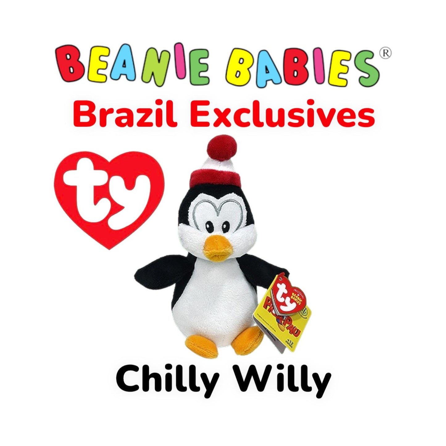 Ty Beanie Babies Brazil Exclusives Authentic Woody Woodpecker, Winnie, Buzz and Chilly Willy RARE and Retired LIMITED SUPPLY
