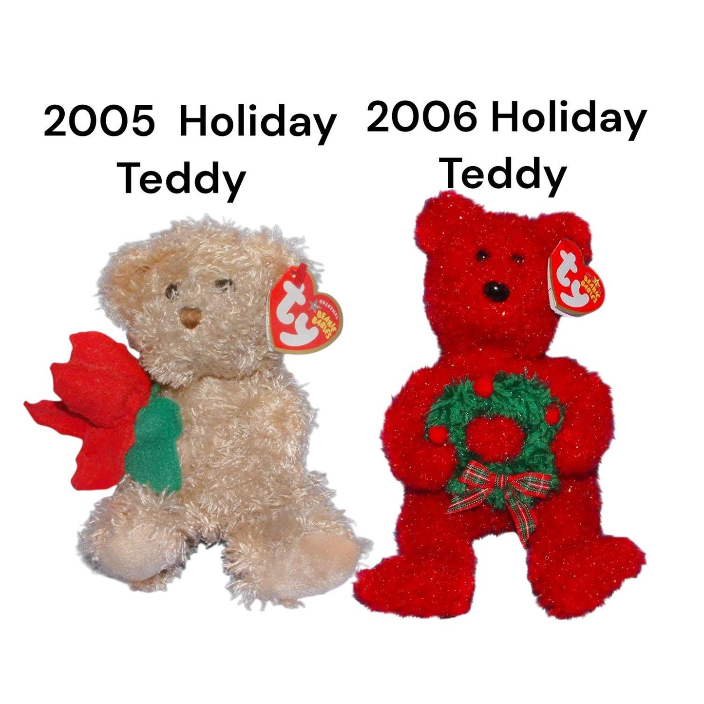 Ty Beanie Babies Christmas Holiday Teddy 1997, 1998, 1999, 2000, 2001, 2002, 2003, 2004, 2005, 2006, 2007, 2008