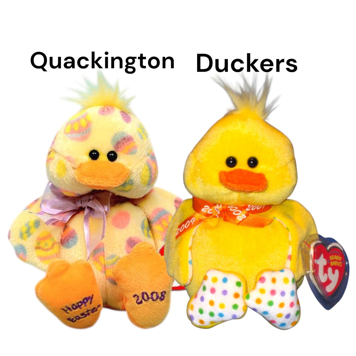 Ty Beanie Babies Spring Easter Chicks, Ducks, Clucky, Duck-e, Quackers, Peeps, Peepers, Chickie, Duckling, Puddles