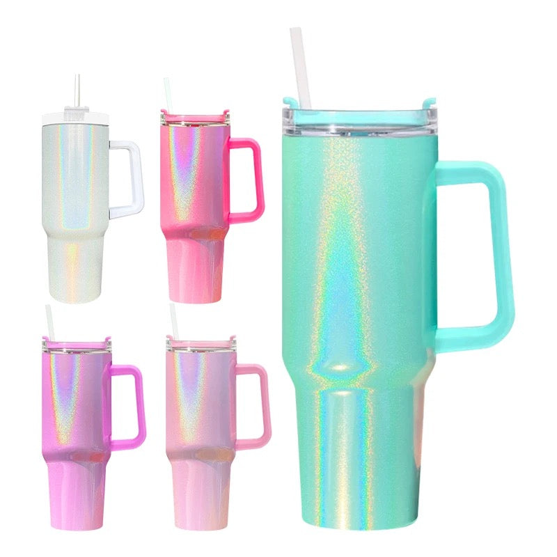 40oz Sublimation Mugs Iridescent Rainbow Sparkly