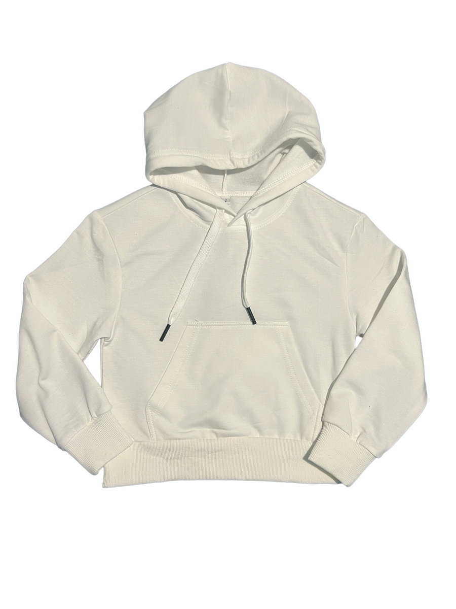 Blank Fleece Hoodies for Toddler & Youth - White - 100% Polyester