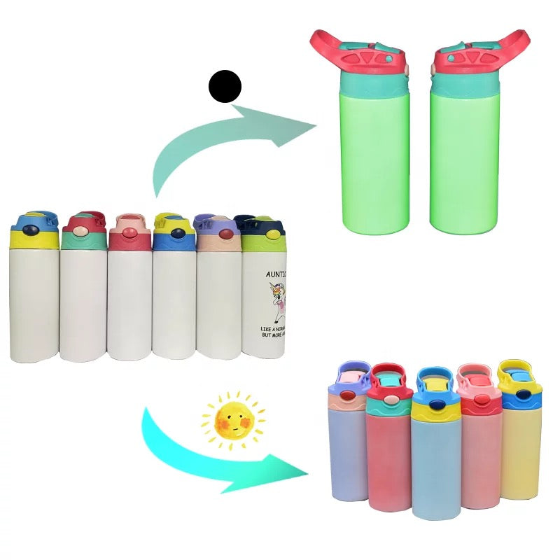12oz Kids Sublimation Water Bottle 3 in 1 UV And Glow