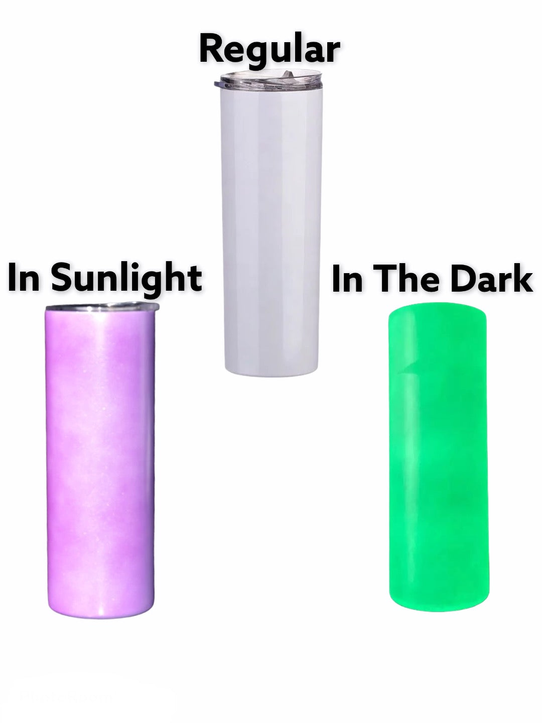 20oz Straight 3 in 1 White to UV and Glow In The Dark Sublimation Tumblers