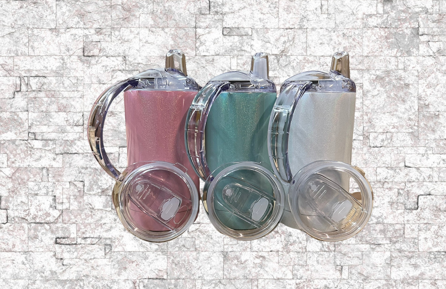 12oz Straight Rainbow Sparkly Sublimation Sippy Cups