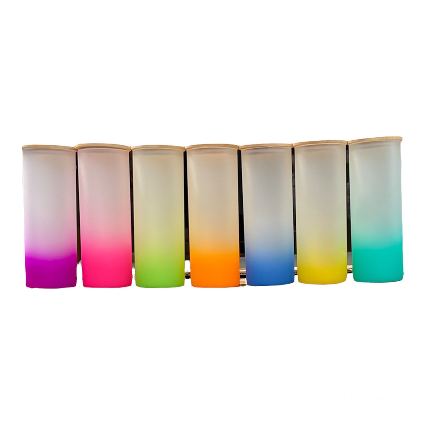25oz Colored Sublimation Glass Can With Bamboo Lid