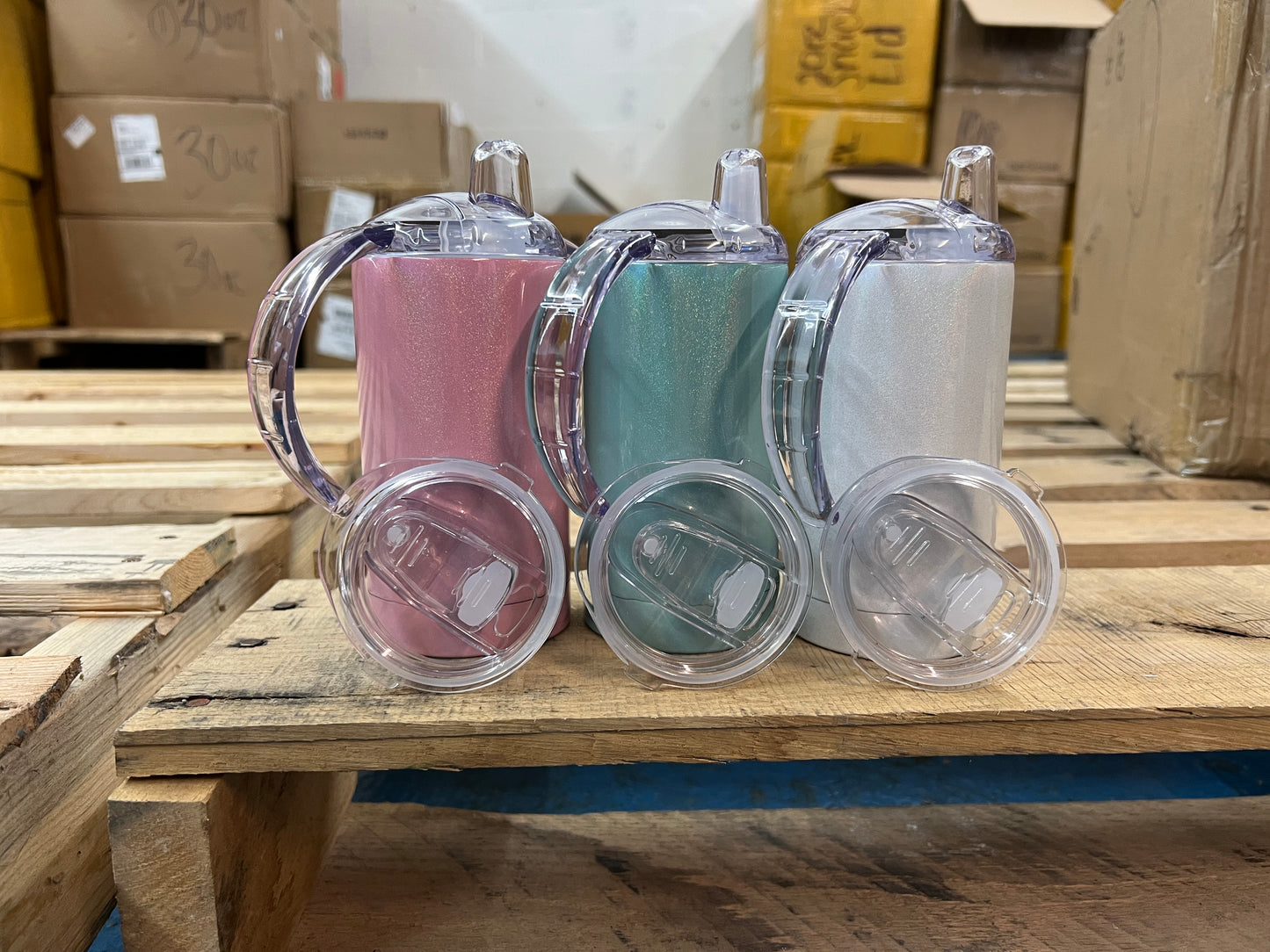 12oz Straight Rainbow Sparkly Sublimation Sippy Cups