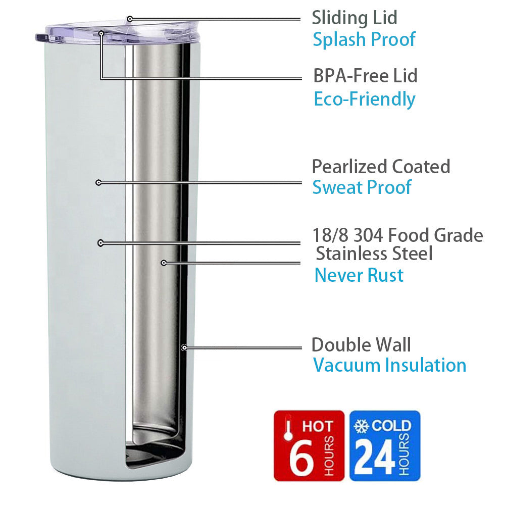 20oz Straight Sublimation Skinny Tumbler