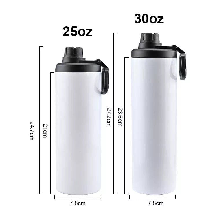 20oz 25oz or 30oz Sublimation Sport Water Bottle With 2 Lids And Spout