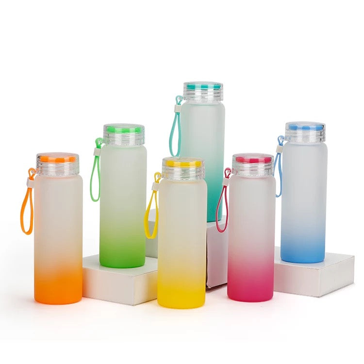 Colored Glass Sublimation Frosted Water Bottles