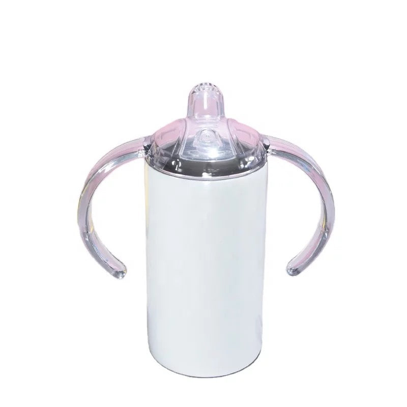 12oz Seamless Straight Sublimation Sippy Cup with 2 Lids- White