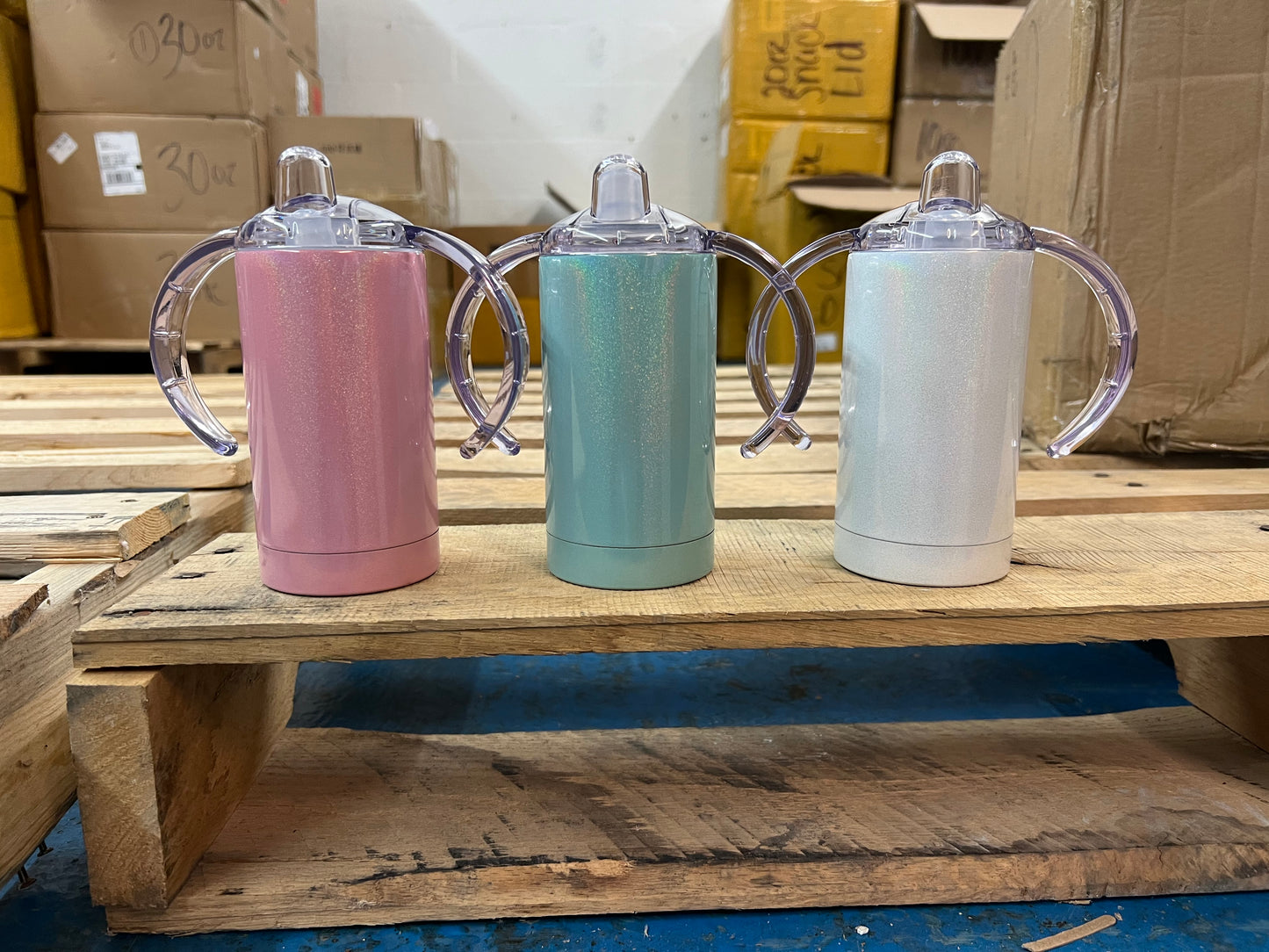 12oz Straight Rainbow Sparkly Sublimation Sippy Cups