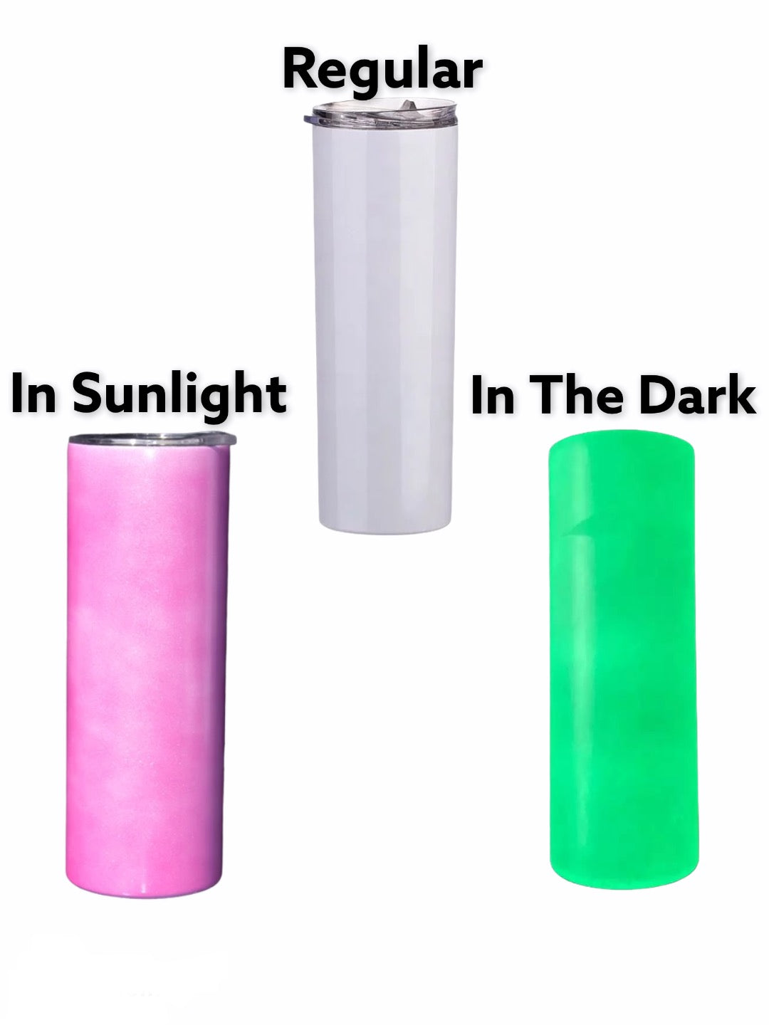 20oz Straight 3 in 1 White to UV and Glow In The Dark Sublimation Tumblers