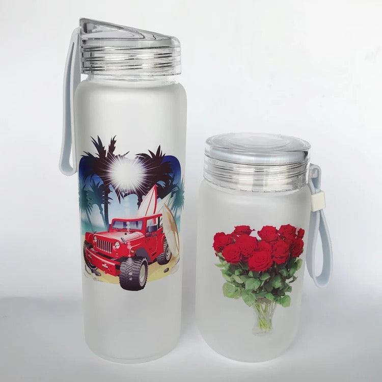 Blank 17oz Sublimation Glass (Frosted) Water Bottle