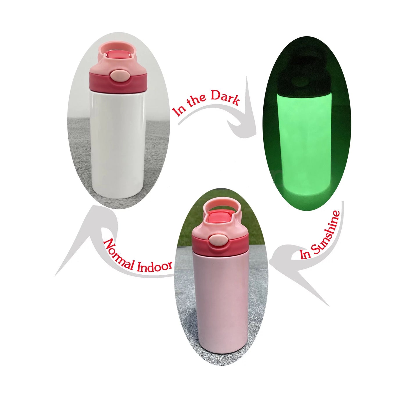 12oz Kids Sublimation Water Bottle 3 in 1 UV And Glow