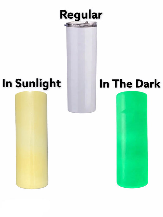 20oz Straight 3 in 1 White to UV and Glow In The Dark Sublimation Tumblers