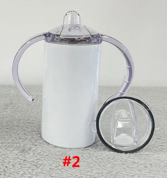 12oz Seamless Straight Sublimation Sippy Cup with 2 Lids- White