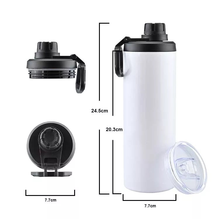 20oz 25oz or 30oz Sublimation Sport Water Bottle With 2 Lids And Spout