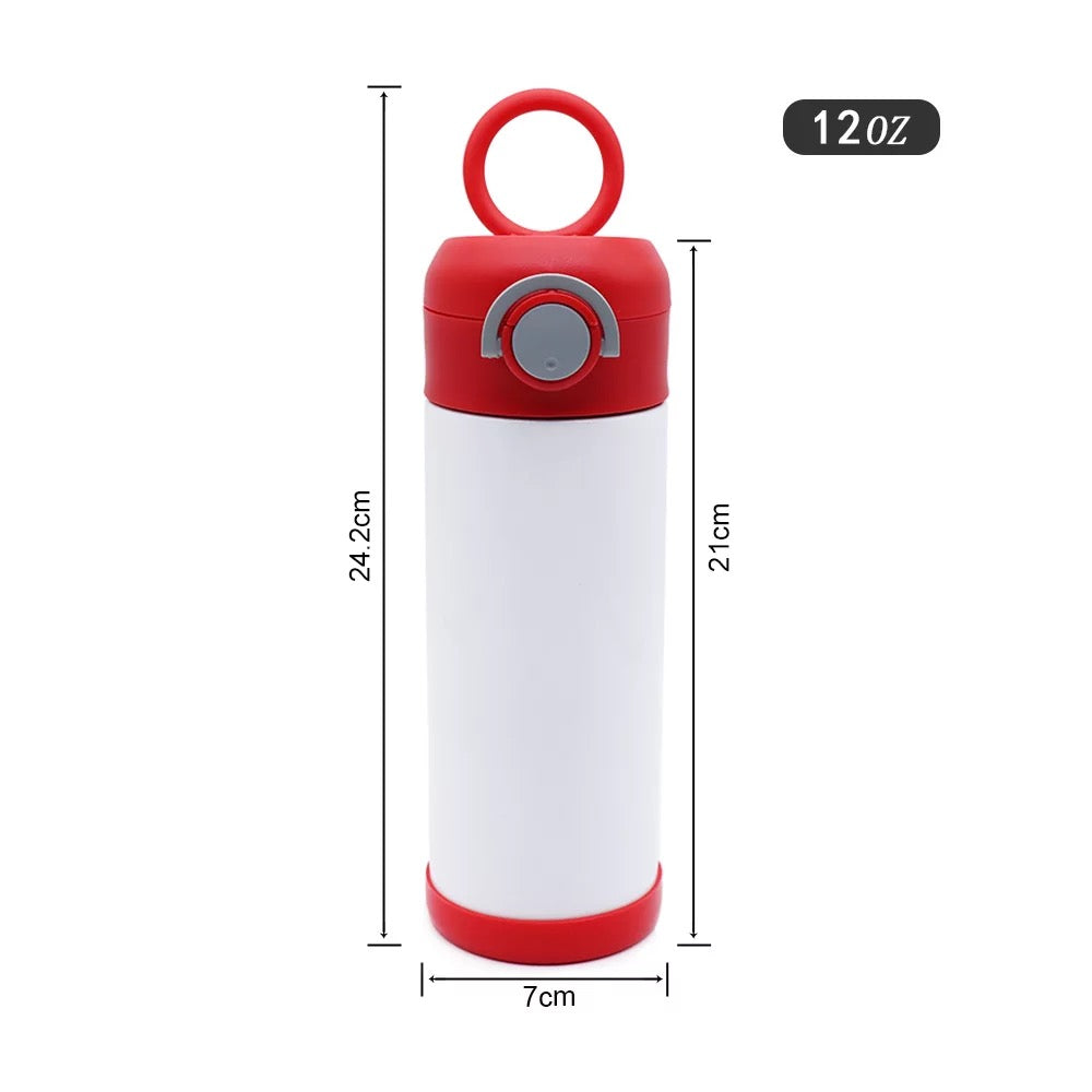 12oz Kids Sublimation Water Bottle With Pop Up Handle