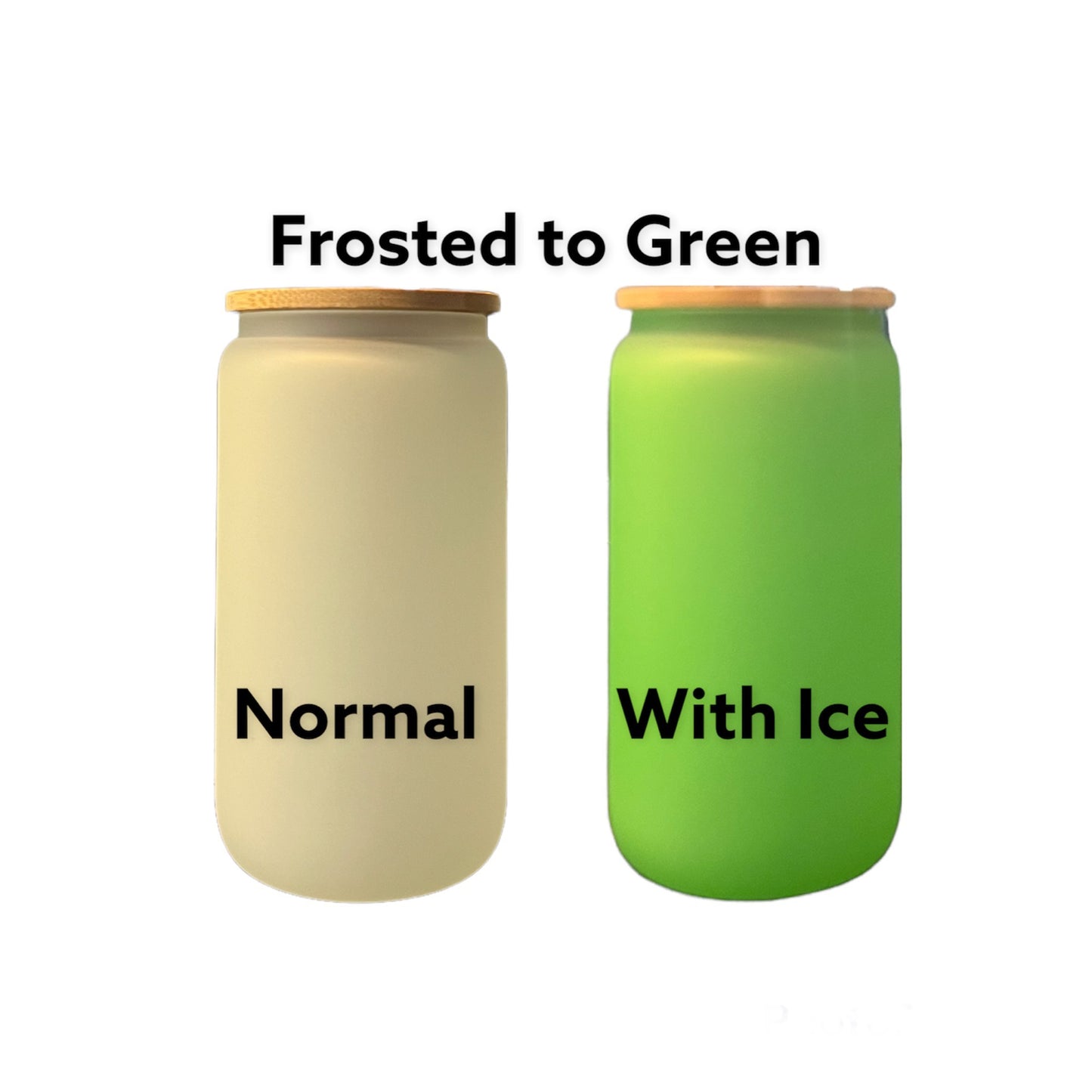 16oz Sublimation Cold Color Change Glass Can With Bamboo Lids