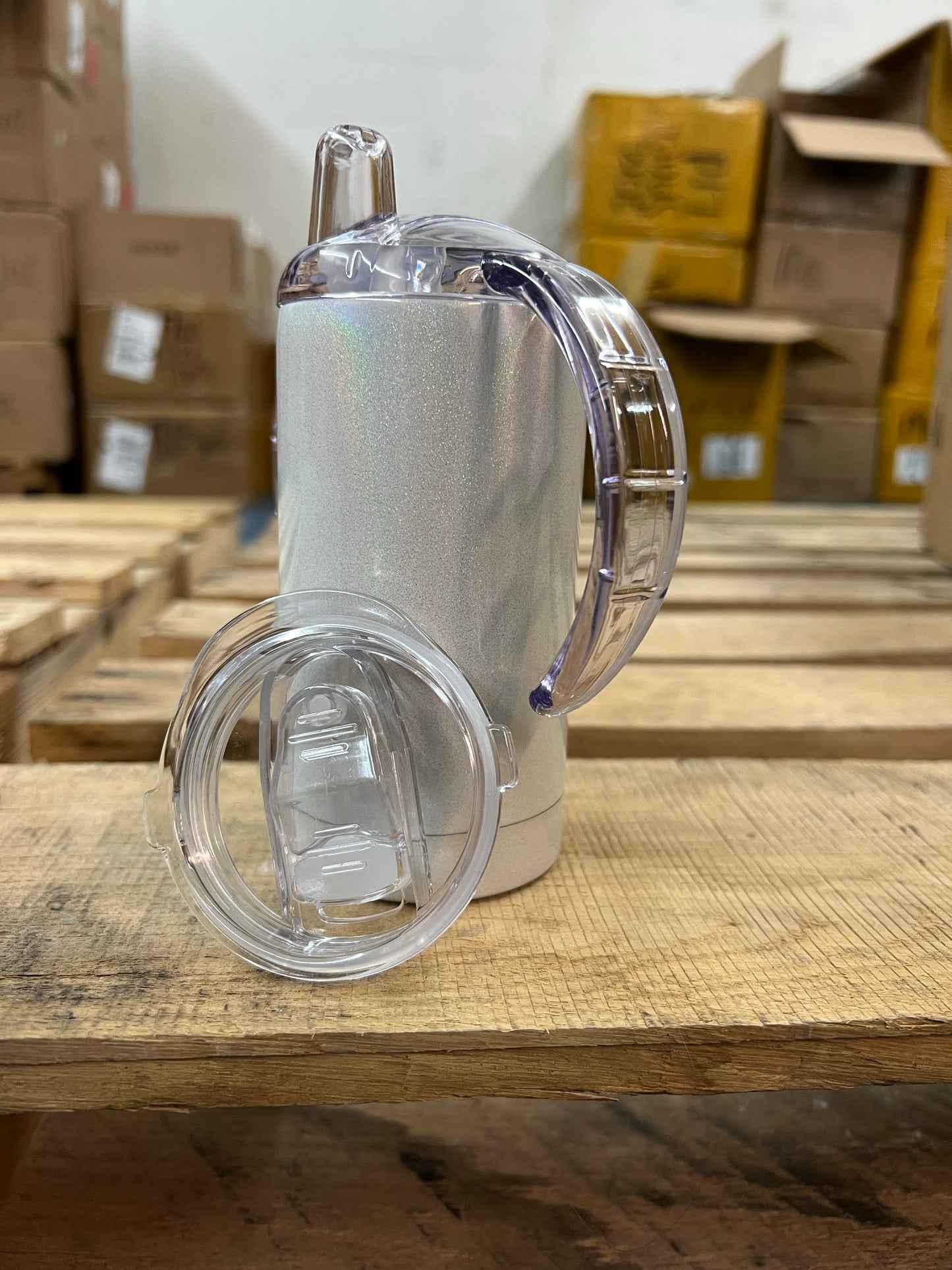 12oz Straight Rainbow Sparkly Sublimation Sippy Cups