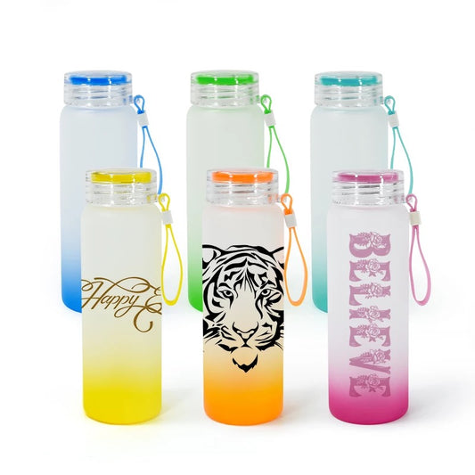 Colored Glass Sublimation Frosted Water Bottles
