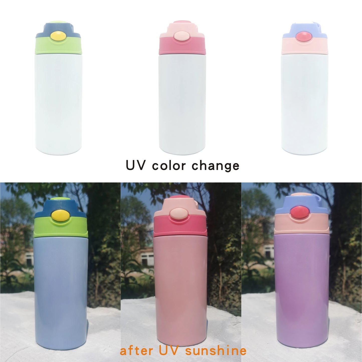 12oz Kids Sublimation Water Bottle 3 in 1 UV And Glow