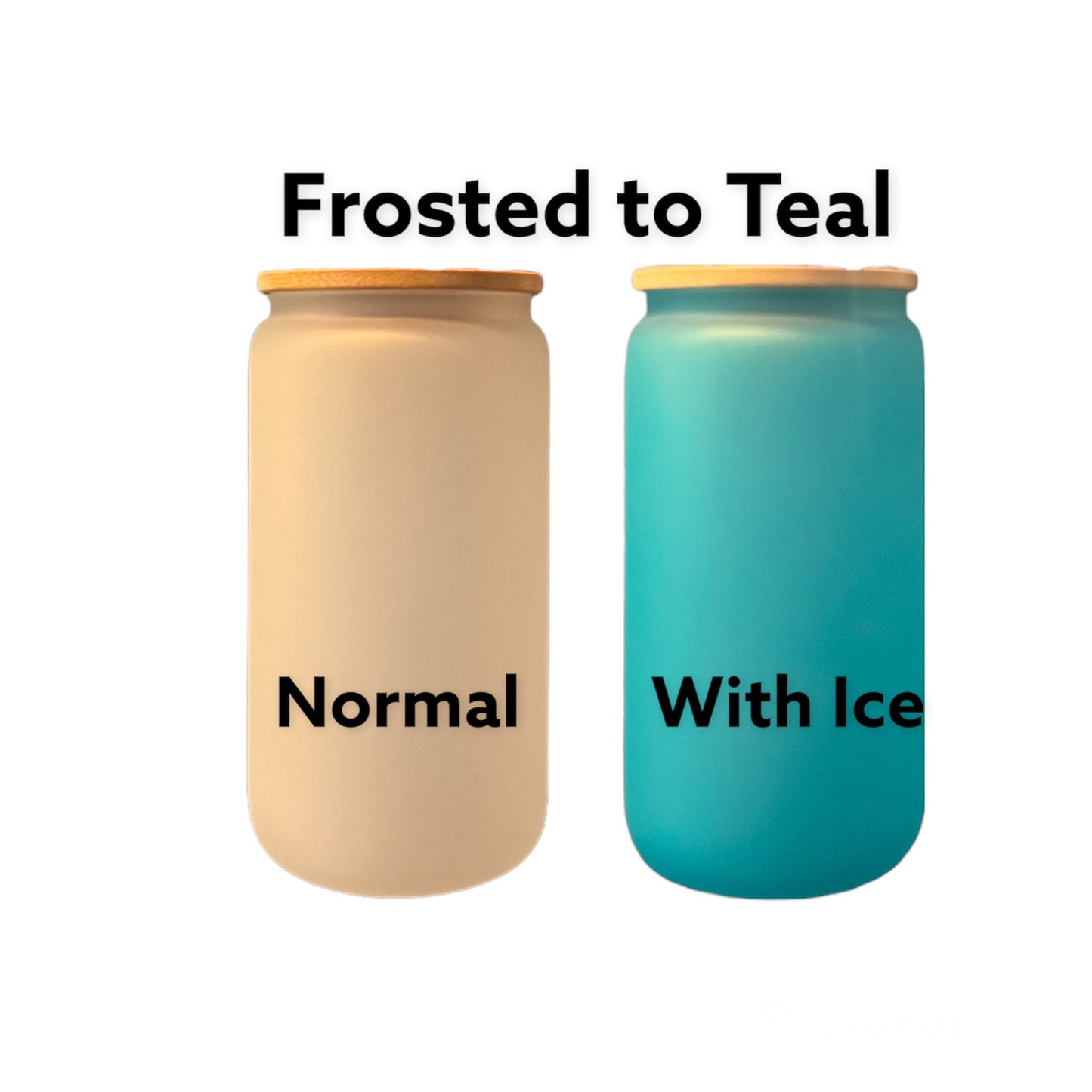 16oz Sublimation Cold Color Change Glass Can With Bamboo Lids