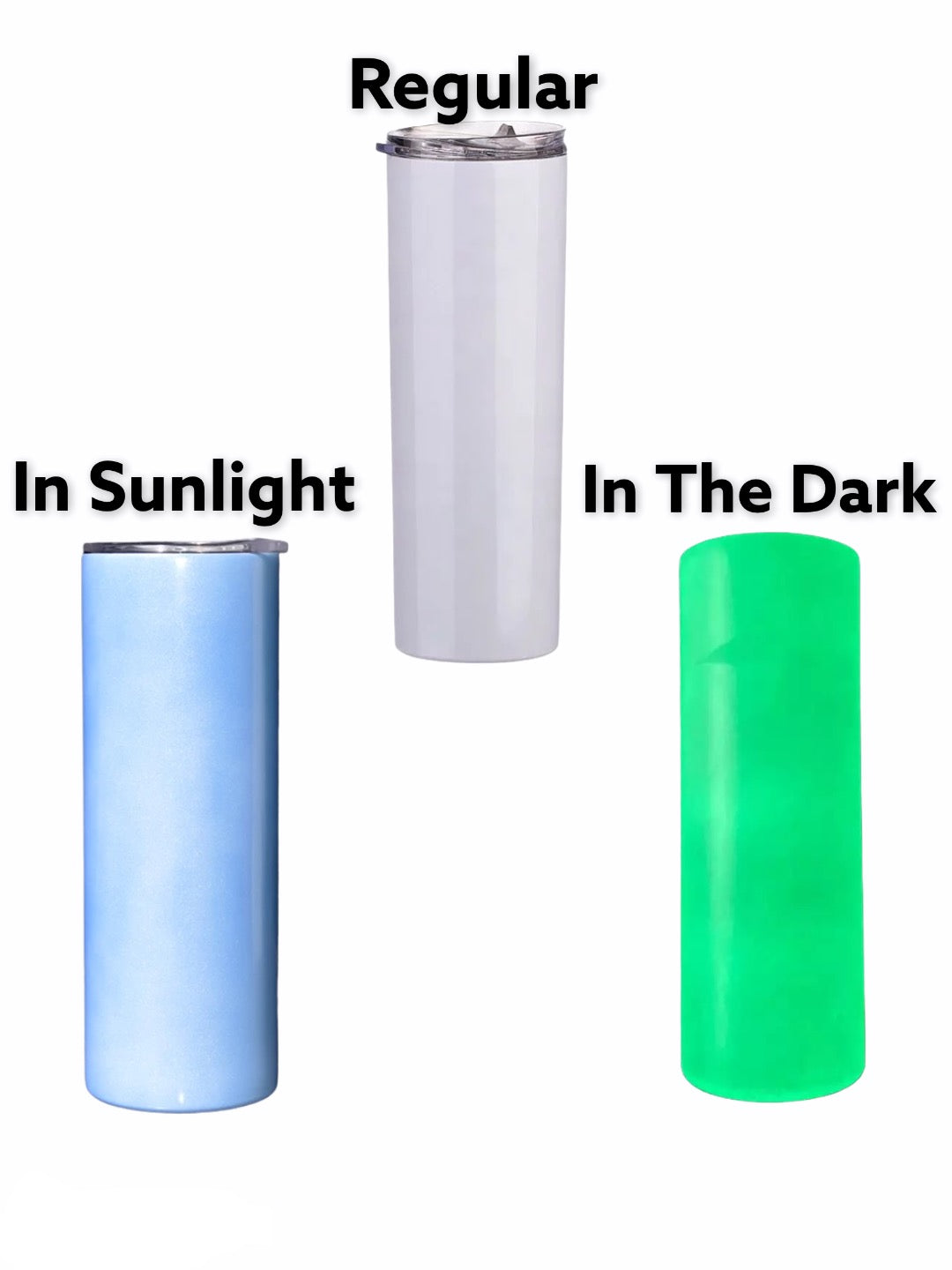 20oz Straight 3 in 1 White to UV and Glow In The Dark Sublimation Tumblers