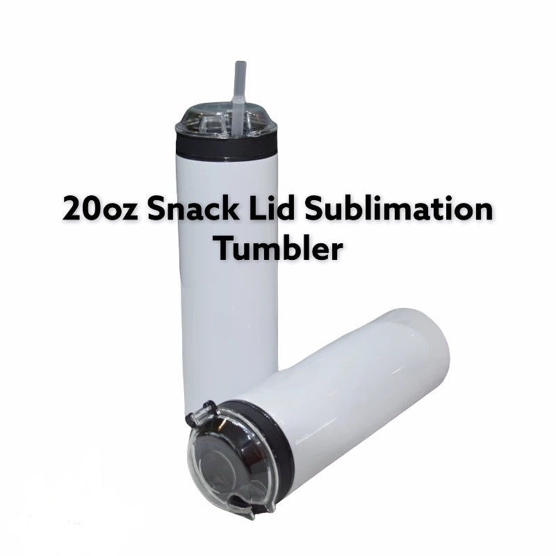 20oz Straight Sublimation Snack Lid Tumbler