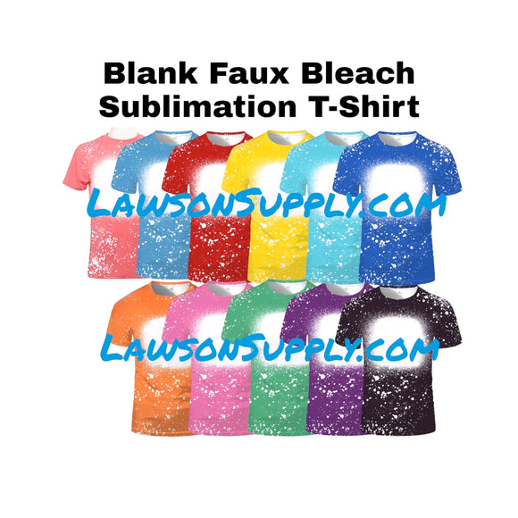 FAUX BLEACH Sublimation T-Shirts 95% Polyester Kids Sizes