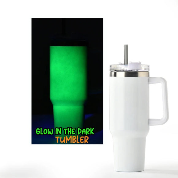 40oz Sublimation Tumbler Cup Glow in The Dark- White to Glow Green