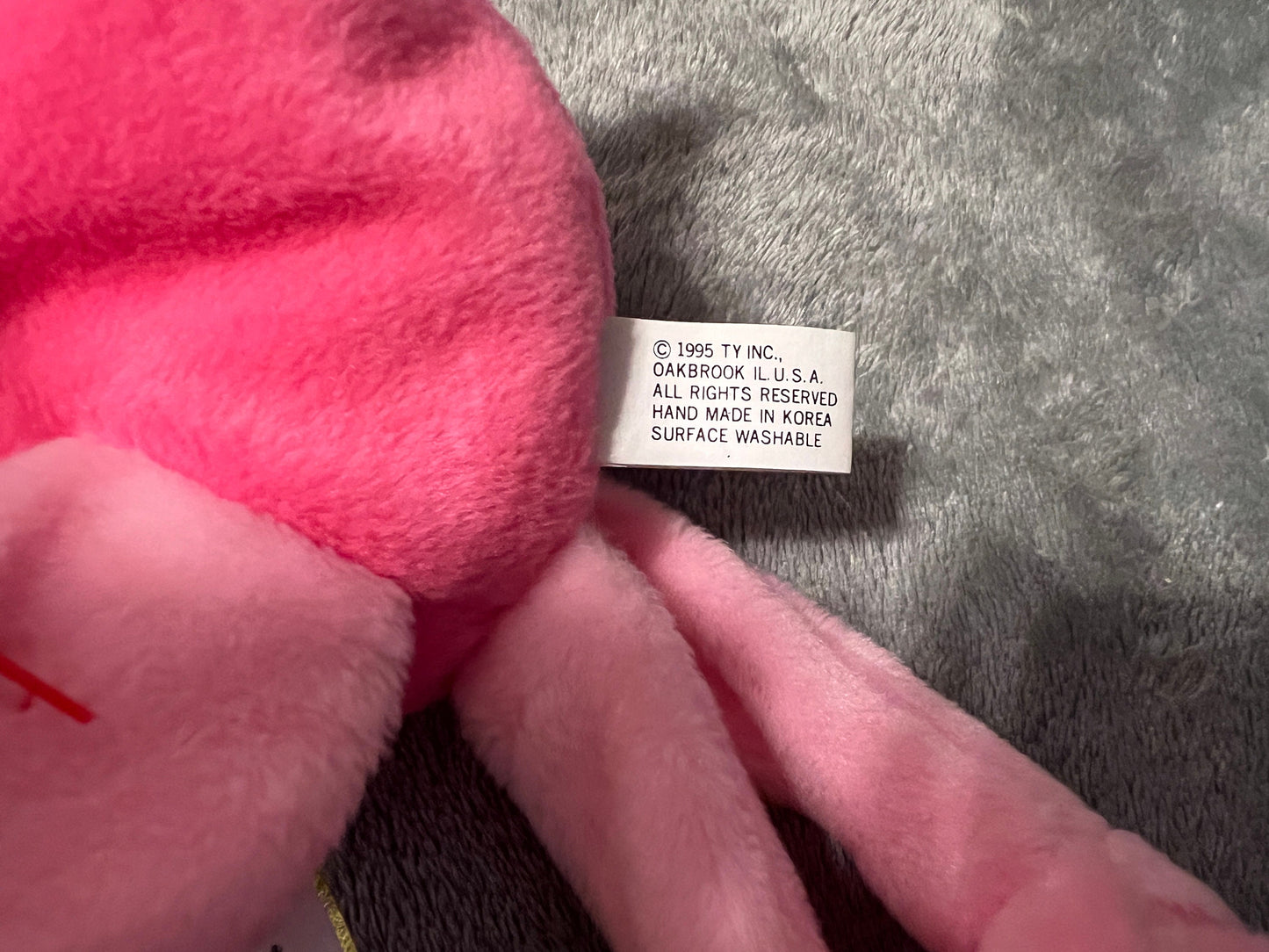 Ty Beanie Babies EXTREMELY RARE 3rd generation 3/1 KOREAN Pinky The Flamingo Mint Condition