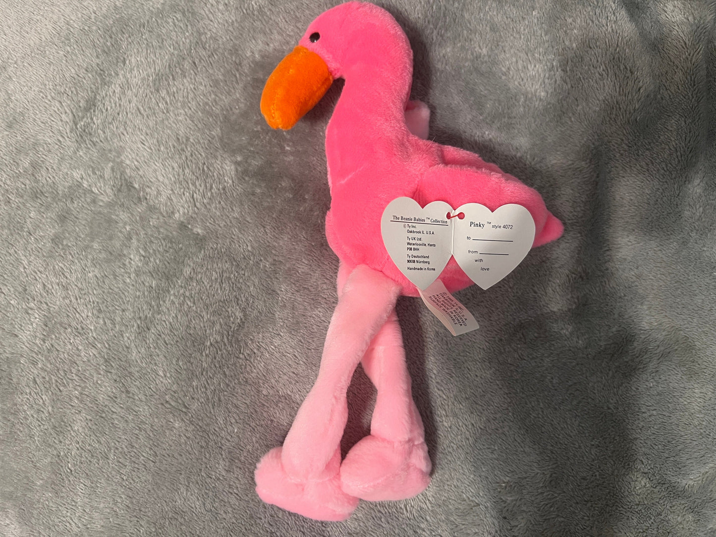 Ty Beanie Babies EXTREMELY RARE 3rd generation 3/1 KOREAN Pinky The Flamingo Mint Condition
