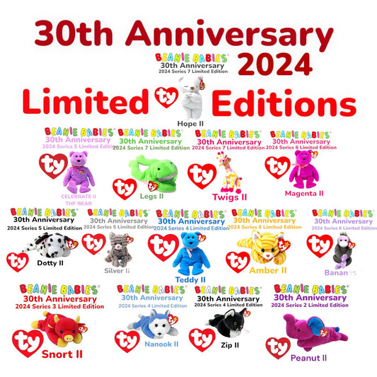 Ty Beanie Babies 30th Anniversary Limited Edition Beanie Baby (Some already retired) LOTS OF OPTIONS!! In Stock!!
