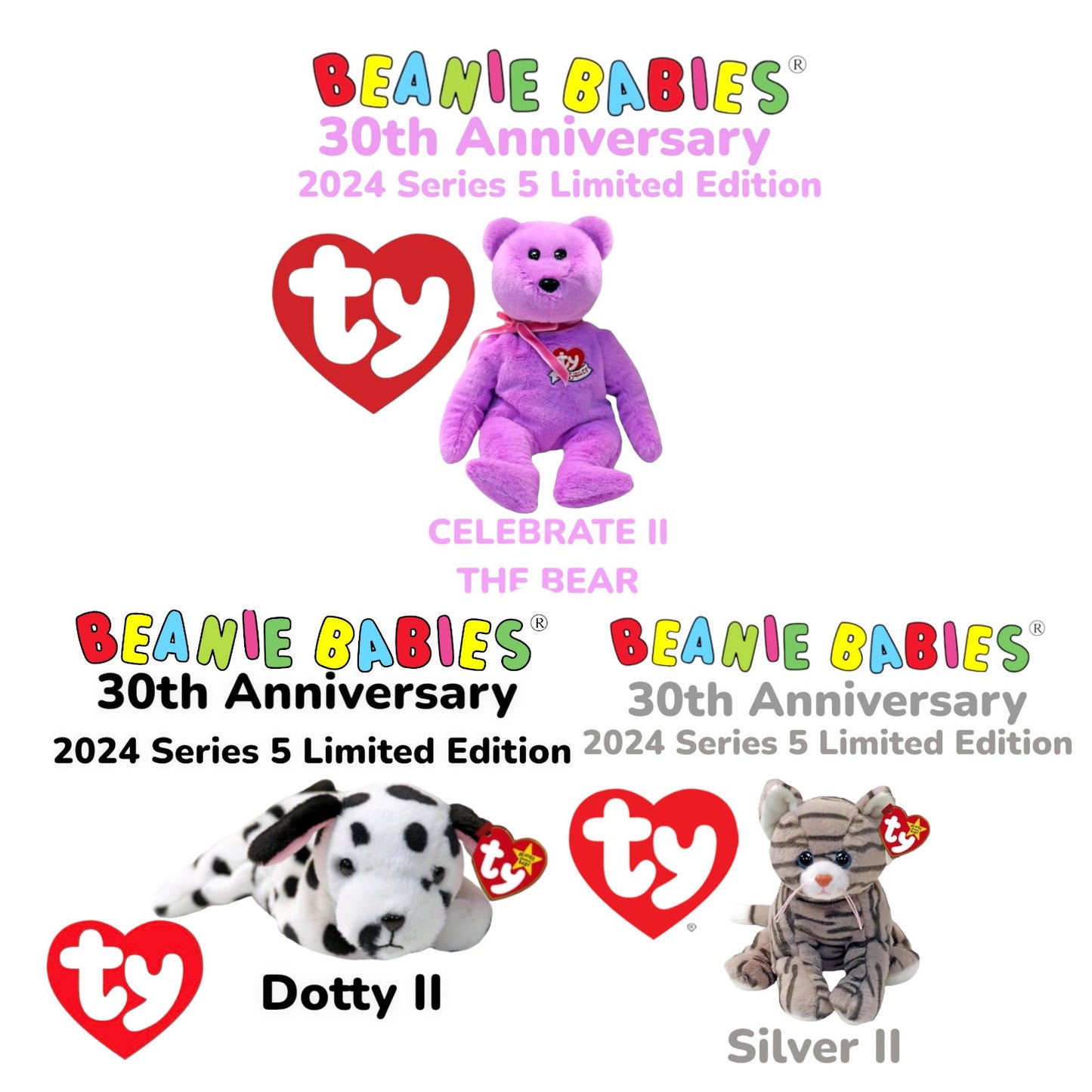 Ty Beanie Babies 30th Anniversary Limited Edition Beanie Baby (Some already retired) LOTS OF OPTIONS!! In Stock!!