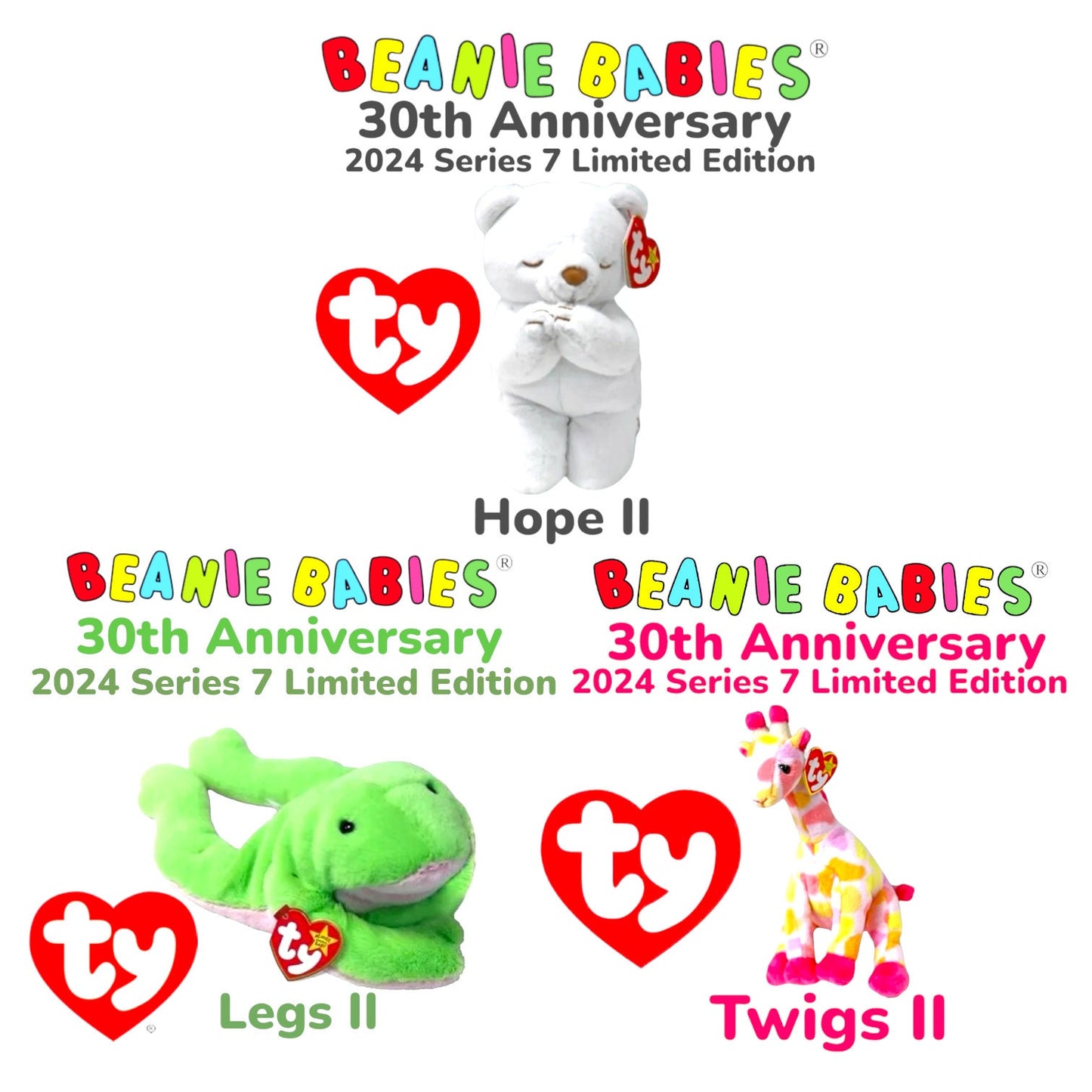 Ty Beanie Babies 30th Anniversary Limited Edition Beanie Baby (Some already retired) LOTS OF OPTIONS!! In Stock!!