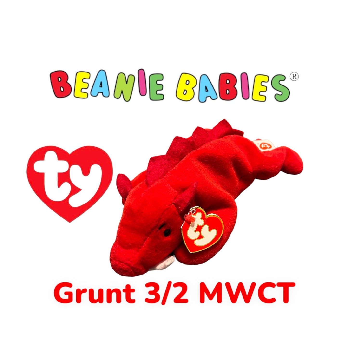 3rd Generation Rare Ty Beanie Babies. Bessie, Bongo both versions, Legs, Grunt, Chops, Squealer, Hoot, Stripes