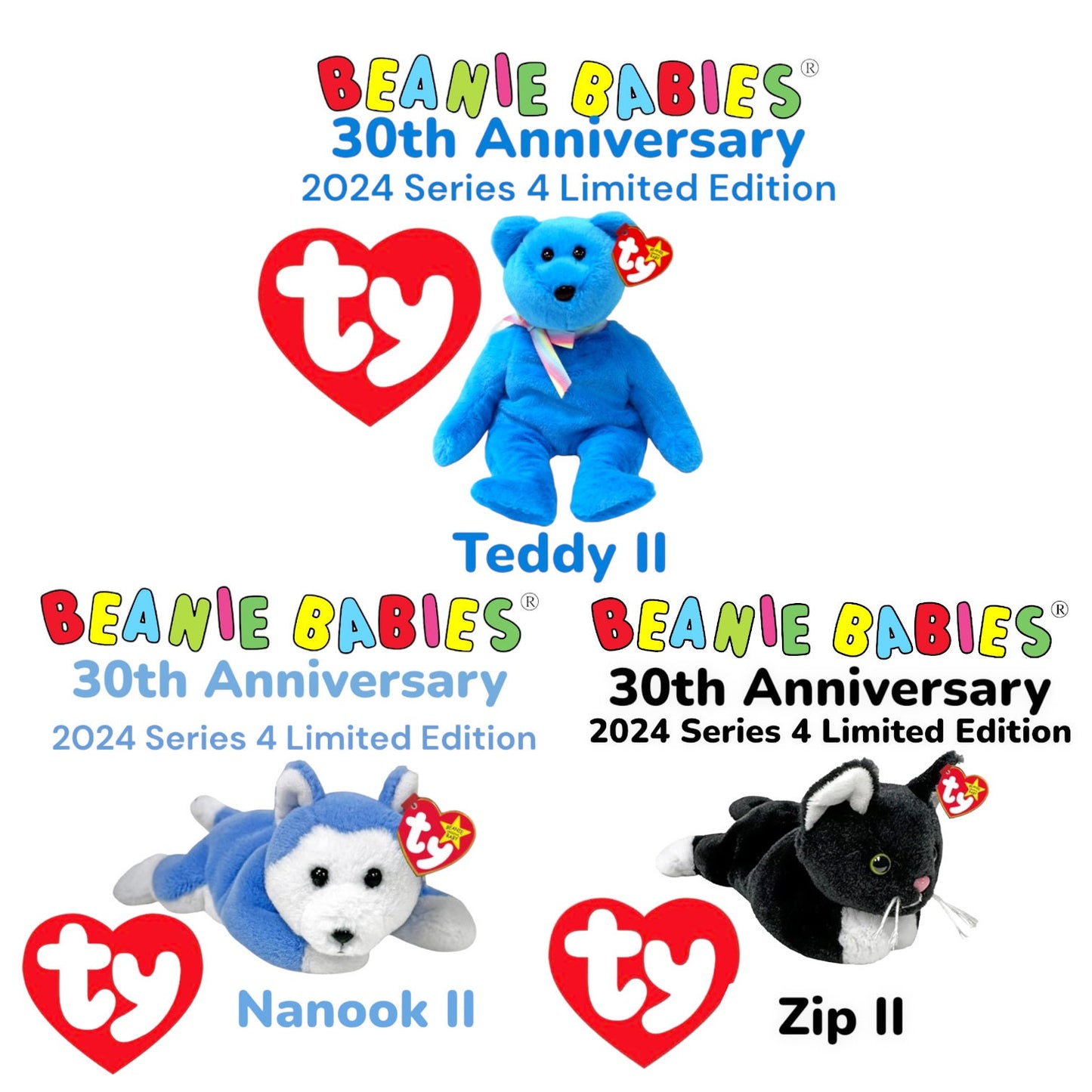 Ty Beanie Babies 30th Anniversary Limited Edition Beanie Baby (Some already retired) LOTS OF OPTIONS!! In Stock!!
