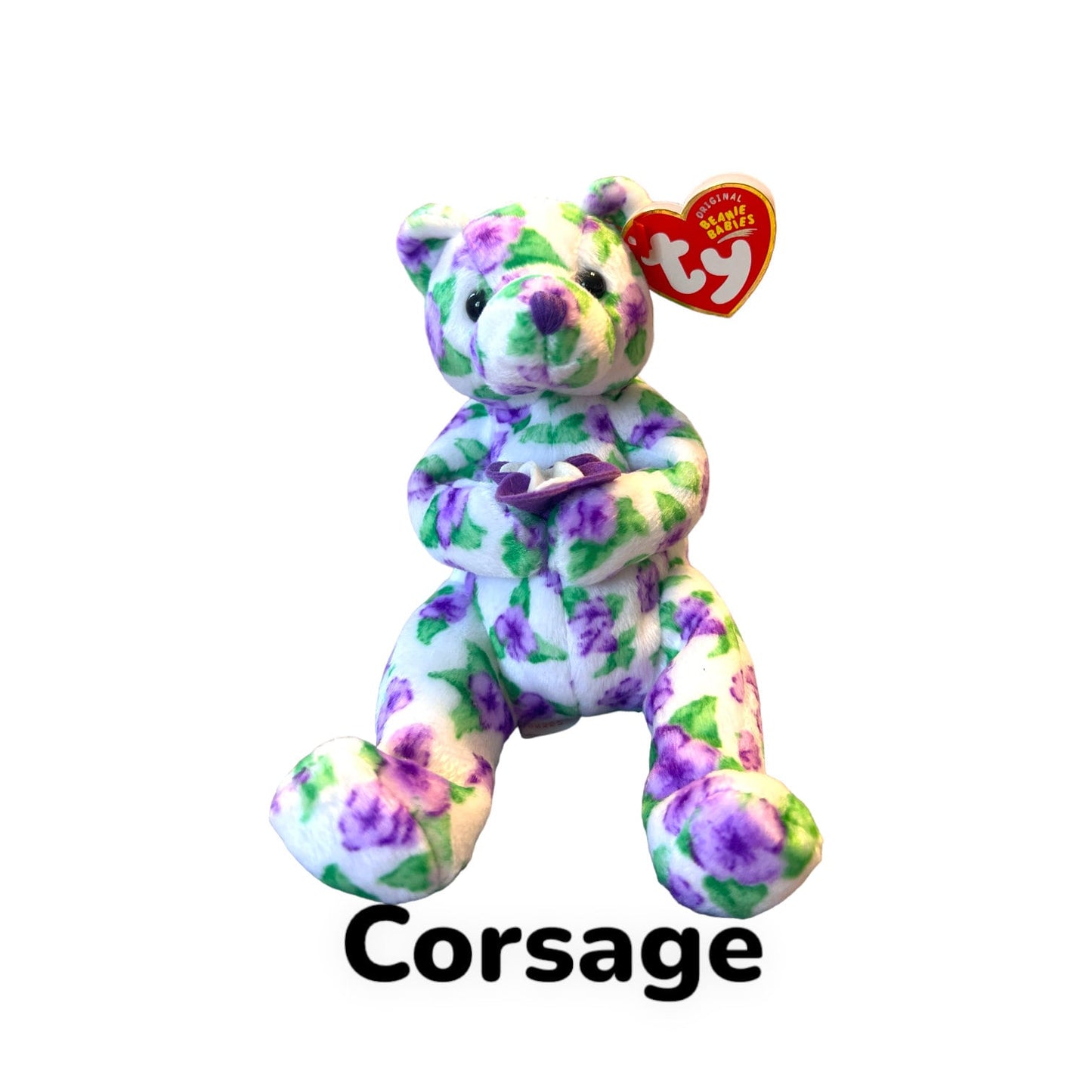 Ty Beanie Babies Bears-Corsage, Shasta, Bloom, Mardi Gras, Masque, Poopsie, Woody and Mellow