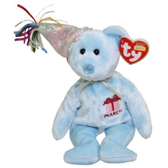 Ty Beanie Babies Birthday Bear With Party Hats
