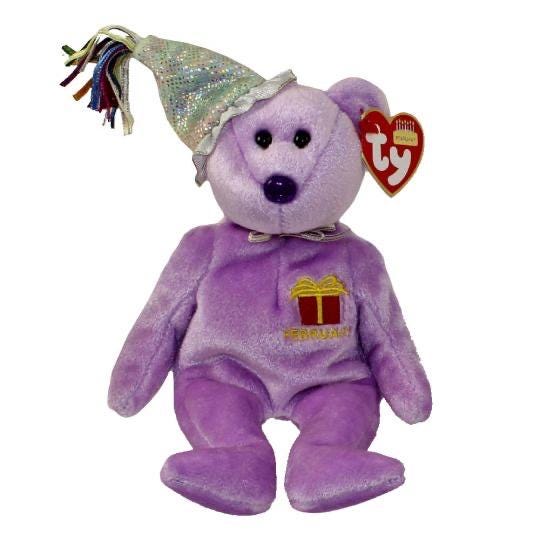Ty Beanie Babies Birthday Bear With Party Hats