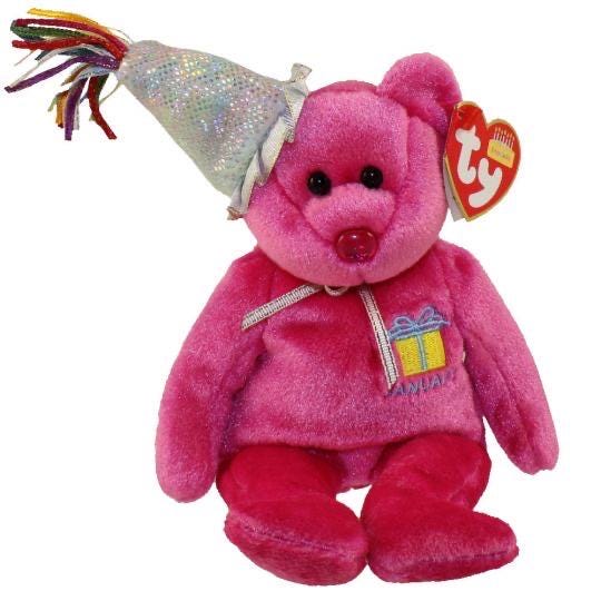 Ty Beanie Babies Birthday Bear With Party Hats