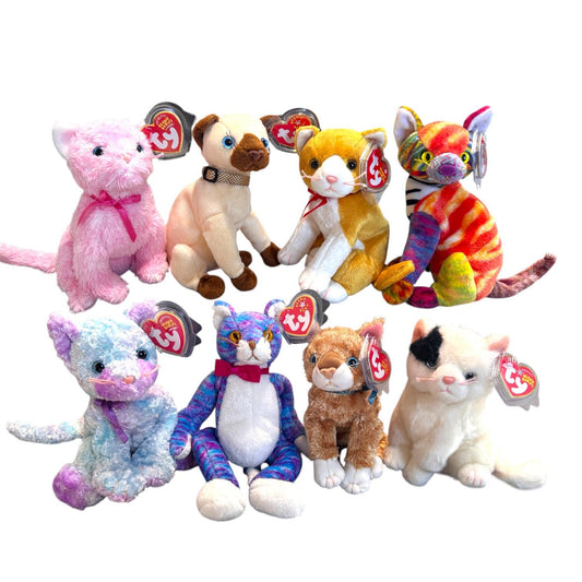 Ty Beanie Babies Cats Fleur Mattie Kooky Kaleidoscope Siam Delilah Jaz Tangles