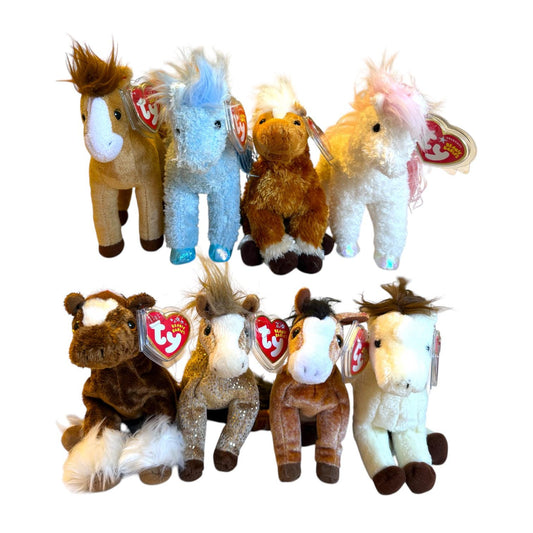 Ty Beanie Babies Horses Filly, Charming, Durango, Marshall, Hoofer, Tornado, Oats, Enchanting