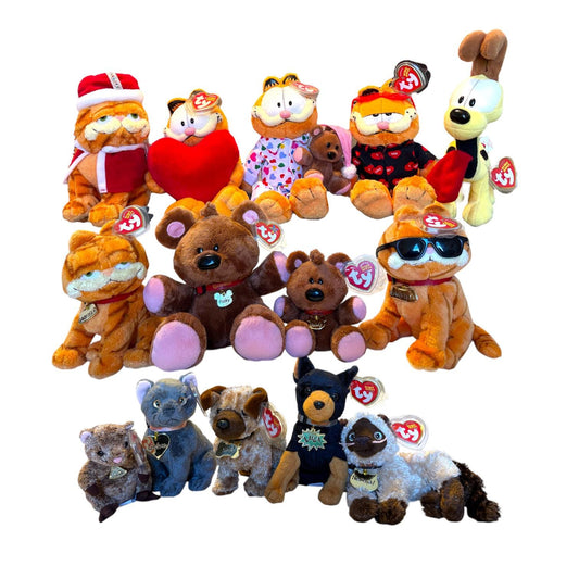 Ty Beanie Babies Garfield And Friends Pooky Bear, Pooky Buddy, Louis, Nermal, Arlene, Odie, Luca, Garfield, Cool Cat