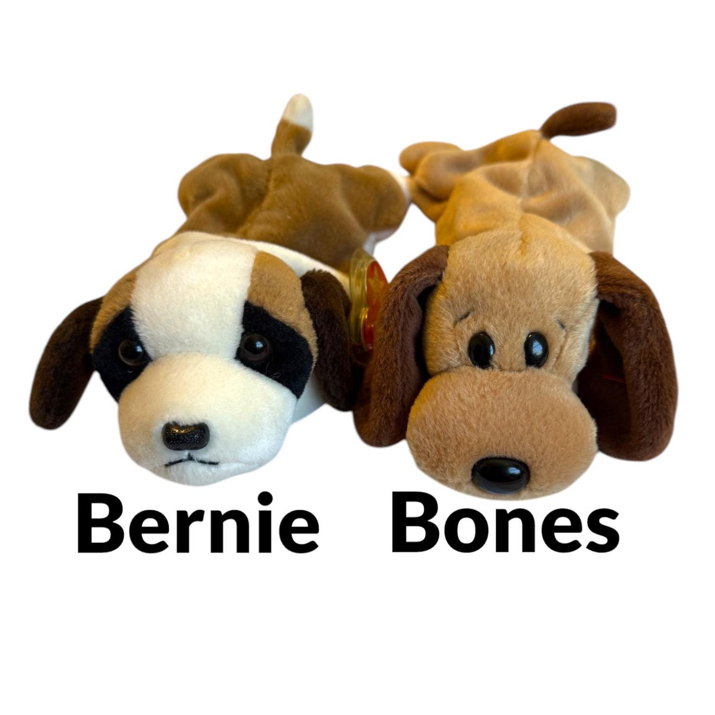 Ty Beanie Babies Dogs Doby, Dotty, Sparky, Pugsly, Wrinkles, Bernie, Bones, Fetch, Spunky, Bruno, Spot, Nanook